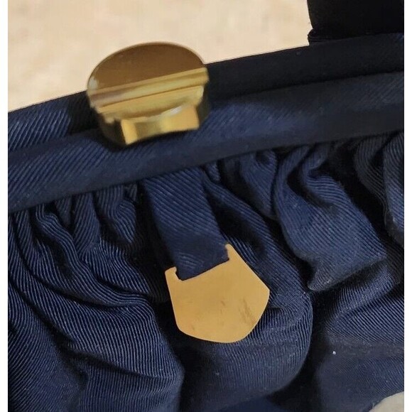 Vintage JR USA Julius Resnick Silk Blend Faille Navy Handbag Matching Coin Purse - Picture 7 of 16